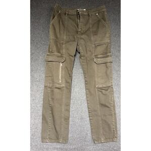 Mint Velvet Khaki Cargo Straight Slim Jeans Women's 8R uk 12R Combat Utility‎